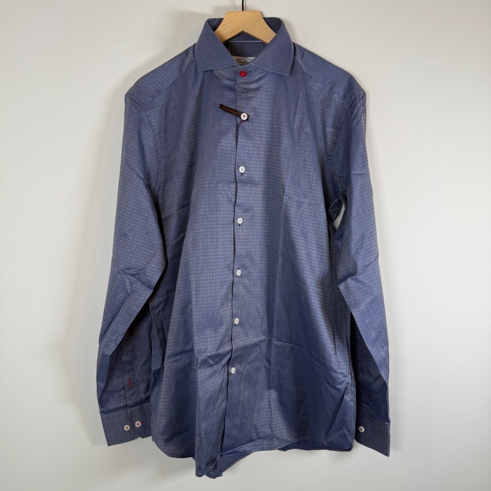 7 Downie St. London Men's 100% Cotton Button Up‎ Textured Dress Shirt Large NWT
